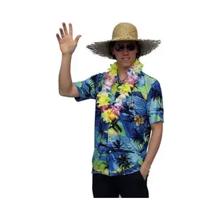 Luchas Promotions Hawaii Shirt Blauw Met Palmbomen 50 (s)