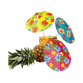 Boland Mini Parasols - 6x Stuks - Multi Color - Hawaii - Tropisch Thema - Cocktail/ijsjes Paraplu