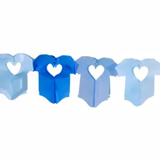 Folat Slinger - Papier - 6 Meter - Blauw - Baby Rompertjes - Geboorte Jongen - Feestversiering