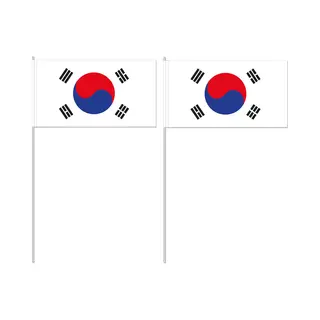 Zuid Korea Zwaaivlaggetjes/handvlaggen - 10x - 12 X 24 Cm - Papier - Stokje Van 40 Cm