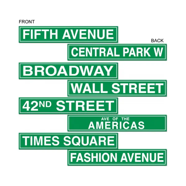 New York Straatbord Decoraties - Wegwijzers - Straatnamen - Thema Versiering Landen - 10 X 61 Cm thumbnail