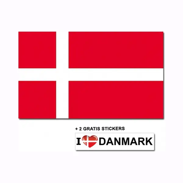 Bellatio Decorations Deense Vlag + 2 Gratis Stickers thumbnail