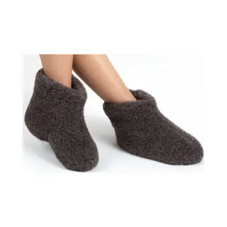 Woolwarmers Dolly - Unisex Sloffen - Zwart/bruin - Maat 45 - 100% Wol