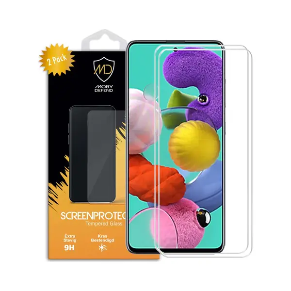 2-Pack MobyDefend Screenprotectors - Geschikt Voor Samsung Galaxy A51 - Case-Friendly Screensavers - Gehard Glas thumbnail