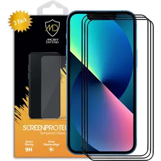 3-Pack MobyDefend Screenprotectors - Geschikt Voor IPhone 13 Mini - Screensavers Met Zwarte Randen - Gehard Glas