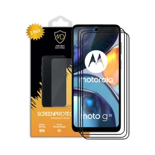 3-Pack MobyDefend Screenprotectors - Geschikt Voor Motorola Moto G22 - Screensaver Met Zwarte Randen - Gehard Glas