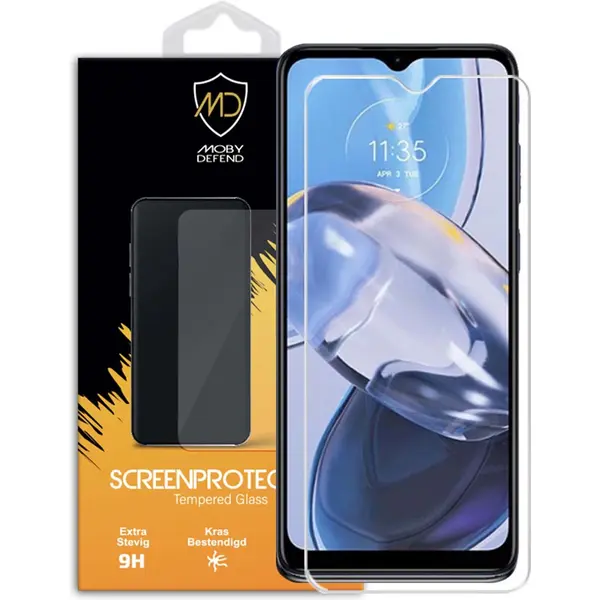 MobyDefend Screenprotector - Geschikt Voor Motorola Moto E22 / E22i - Case-Friendly Screensaver - Gehard Glas thumbnail