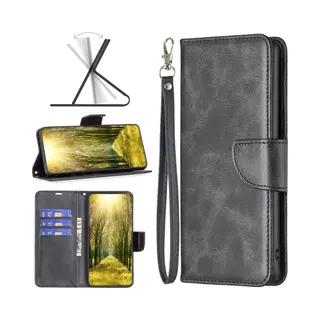 MobyDefend Hoesje - Geschikt Voor Oppo A57 / A57s / A77 - Wallet Book Case Met Koord - Zwart