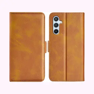 MobyDefend Hoesje - Geschikt Voor Samsung Galaxy A54 - Luxe Wallet Book Case (Sluiting Zijkant) - Lichtbruin