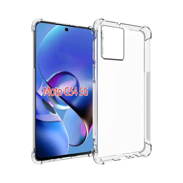 MobyDefend Hoesje - Geschikt Voor Motorola Moto G54 - Transparante Shockproof Tpu Backcover - Verstevigde Hoeken - Volledig Doorzichtig thumbnail