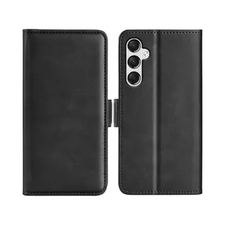 MobyDefend Hoesje - Geschikt Voor Samsung Galaxy A15 - Luxe Wallet Book Case (Sluiting Zijkant) - Zwart