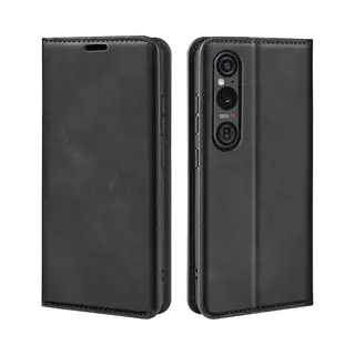 MobyDefend Hoesje - Geschikt Voor Sony Xperia 1 Vi - Luxe Wallet Bookcase (Magnetische Sluiting) - Zwart