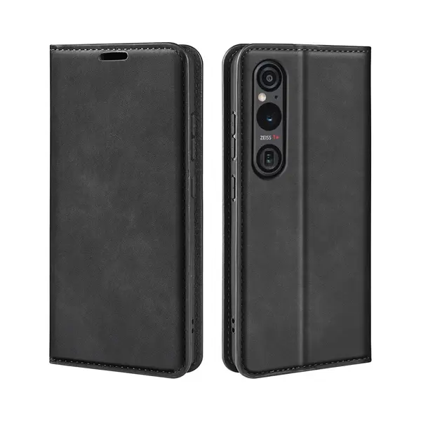 MobyDefend Hoesje - Geschikt Voor Sony Xperia 1 Vi - Luxe Wallet Bookcase (Magnetische Sluiting) - Zwart thumbnail