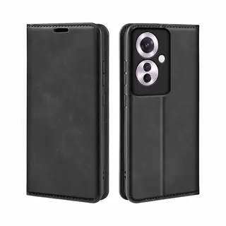 MobyDefend Hoesje - Geschikt Voor Oppo Reno 11F - Luxe Wallet Bookcase (Magnetische Sluiting) - Zwart