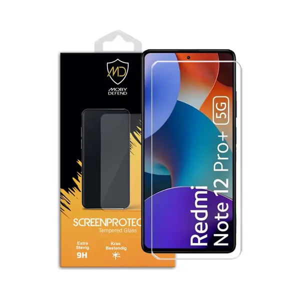 MobyDefend Screenprotector - Geschikt Voor Xiaomi Redmi Note 12 Pro Plus 5G - Case-Friendly Screensaver - Gehard Glas thumbnail