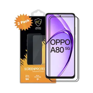 2-Pack MobyDefend Screenprotectors - Geschikt Voor Oppo A80 5G - Screensavers Met Zwarte Randen - Gehard Glas