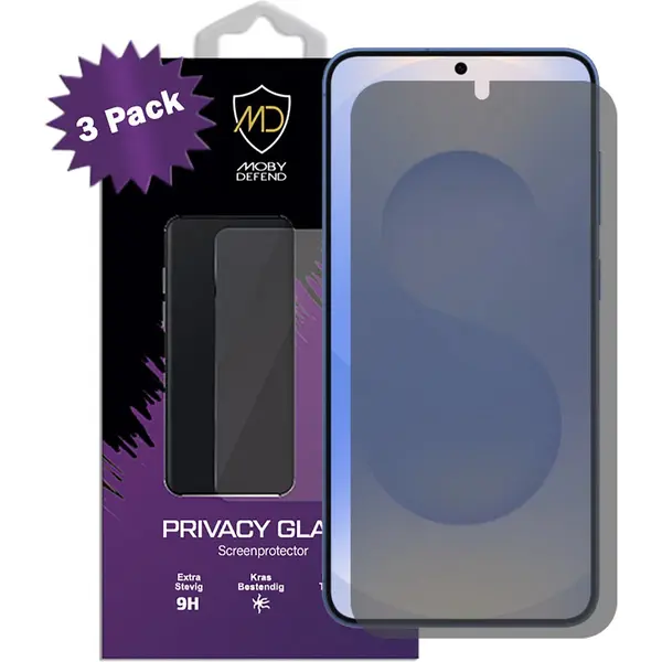 3-Pack MobyDefend Screenprotectors - Geschikt Voor Samsung Galaxy S25 Plus (S25+) - Hd Privacy Glass Screensavers thumbnail