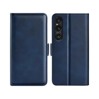 MobyDefend Hoesje - Geschikt Voor Sony Xperia 1 Vii - Luxe Wallet Book Case (Sluiting Zijkant) - Blauw