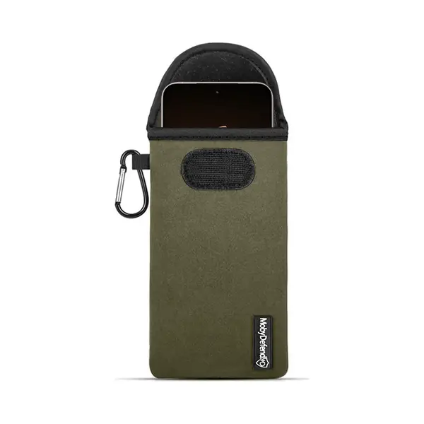 MobyDefend Hoesje - Geschikt Voor Xiaomi 15T Pro - Neopreen Pouch Met Karabijnhaak - Insteek - Riemlus - Groen thumbnail
