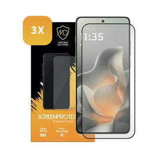 3-Pack MobyDefend Screenprotectors - Geschikt Voor Motorola Edge 70 - Screensavers Met Zwarte Randen - Gehard Glas