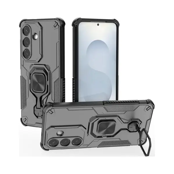 MobyDefend Hoesje - Geschikt Voor Samsung Galaxy S26 - Dubbelgelaagde Pantsercase Met Standaard - Zwart thumbnail