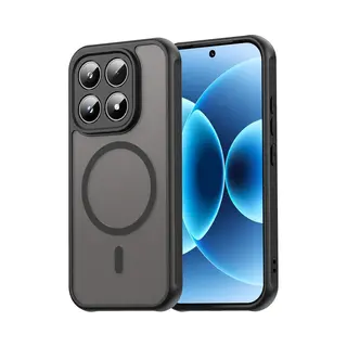 MobyDefend Hoesje - Geschikt Voor Xiaomi 17 - Case Geschikt Voor MagSafe - Mat Transparant Met Gekleurde Rand - Zwart
