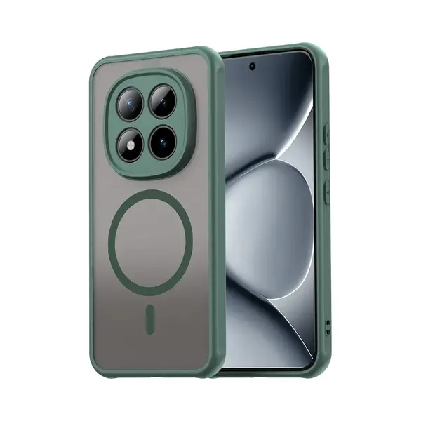 MobyDefend Hoesje - Geschikt Voor Xiaomi Redmi Note 15 Pro Plus 5G - Case Geschikt Voor MagSafe - Mat Transparant Met Gekleurde Rand - Groen thumbnail