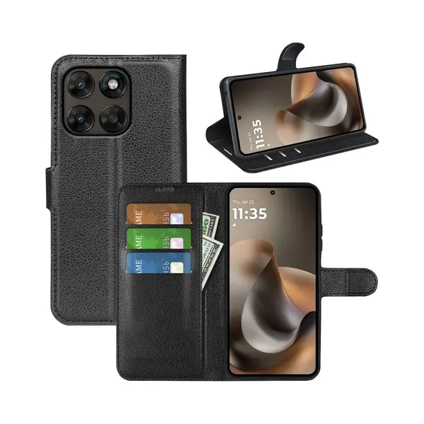 MobyDefend Hoesje - Geschikt Voor Motorola Moto G67 / G77 / G87 - Kunstleren Wallet Book Case (Sluiting Voorkant) - Zwart thumbnail