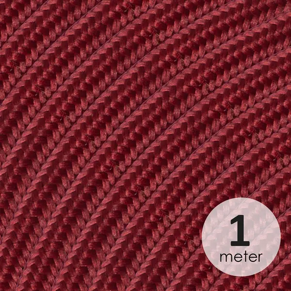 Home Sweet Home - Strijkijzersnoer Donkerrood - Stof - Bestel Per Meter - Elektriciteitssnoer 3 Aderig - Textielkabel 3x0.75m² - Vde Gekeurd thumbnail