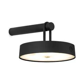 Home Sweet Home - Draadloze Oplaadbare Led Wandlamp - Binnen & Buiten - Dimbaar - ø19 X 8.75 Cm - Warmwit Licht - 3000mAh - Zwart