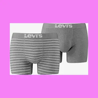 Levis Levi's Vintage Stripes Boxershorts Hellgrau/weiß (2er-Pack) - Xl