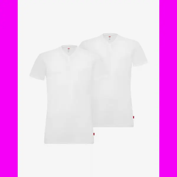 Levis Levi's V-Neck Solid T-Shirt Weiß (2er-Pack) - S thumbnail