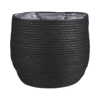 Mica Decorations Jorck - Plantenmand - Handgemaakt Van Papier - Zwart - H24 XØ26 Cm