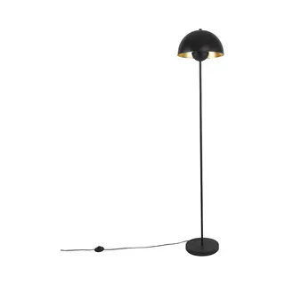 Qazqa Magnax - Industriele Vloerlamp | Staande Lamp - 1 Lichts - H 160 Cm - Zwart Goud - Industrieel - Woonkamer | Slaapkamer
