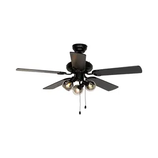 Qazqa Mistral - Plafondventilator Met Verlichting | Lamp - 3 Lichts - Ø 107.5 Cm - Zwart - Industrieel - Woonkamer | Slaapkamer | Keuken