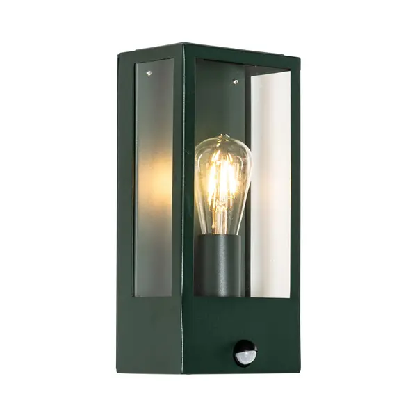 Qazqa - Outdoor Wall Light Dark Green With Motion Sensor Ip44 - Rotterdam thumbnail