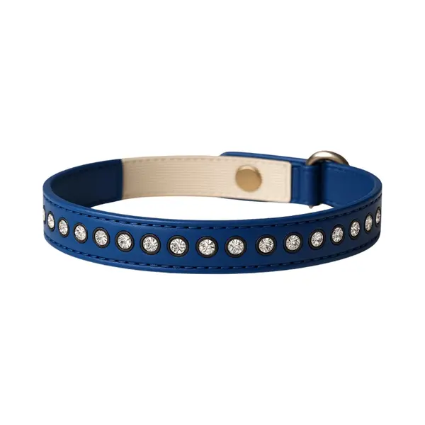 Animalking Kattenhalsband - Kattenbandje Met Belletje - Halsband Kat - Cat Collar - Blauw Met Diamanten thumbnail