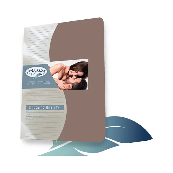 24-bedding Dubbel Jersey - Topdek Hoeslaken - Topper Hoeslaken - 100% Katoen - 180 X 200 Cm - Taupe - Extra Dikke Kwaliteit 200 Gr/m2 thumbnail
