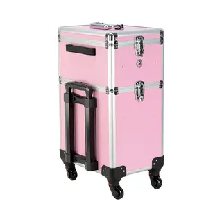 Vdd Kapperskoffer Trolley - Visagie Make Up Nagel Koffer - Schminkkoffer - Beauty Case - Roze