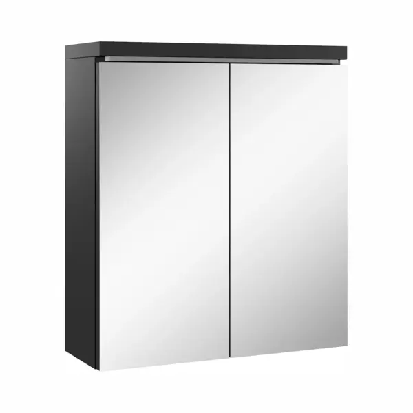 Badplaats B.V. Badplaats Spiegelschrank Toledo 60 X 60 Cm Schwarz - Badezimmerschrank Mit Spiegel Und 2 Türen thumbnail