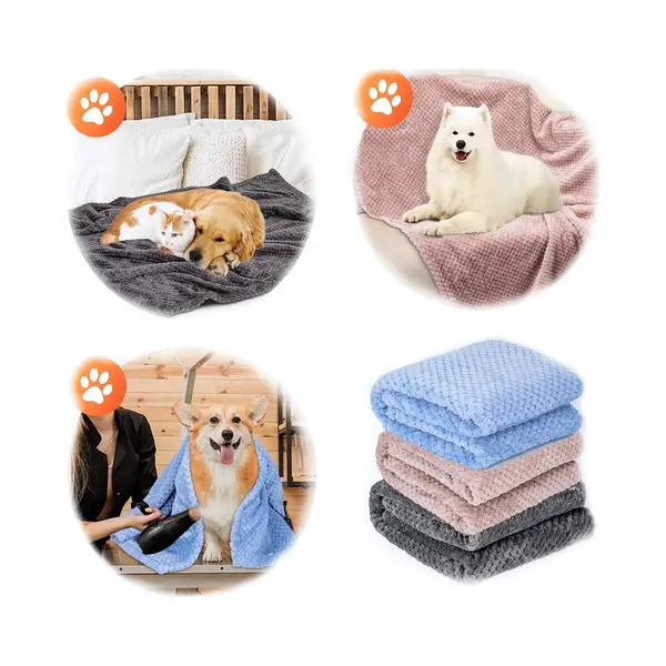 Nobleza Deken Voor Honden En Katten - 120x100 Cm - Pluche Deken - Hondendeken - Kattendeken - Dierendeken - Blauw thumbnail