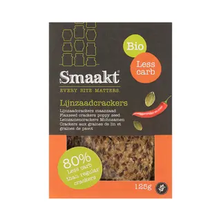 Smaakt Lijnzaad Crackers Less Carb 125 Gr