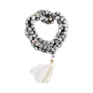 Yogi & Yogini Meditation Mala Lotuszaad 108 Kralen Met Witte Kwast + Tasje 1 Cm