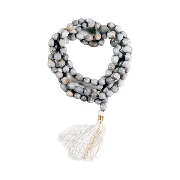 Yogi & Yogini Meditation Mala Lotuszaad 108 Kralen Met Witte Kwast + Tasje 1 Cm thumbnail