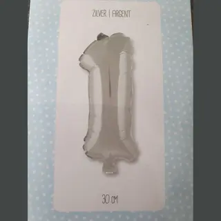 Folie Ballon, Cijfer 1, Zilver, 30 Cm