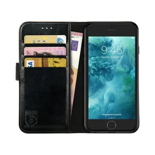 Rosso Element Book Case Wallet Hoesje Geschikt Voor Apple IPhone Se (2020 / 2022) | Portemonnee | 3 Pasjes | Magneetsluiting | Stand Functie | Zwart