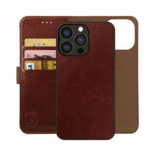 Rosso Element Uitneembaar 2-in-1 Hoesje Geschikt Voor Apple IPhone 13 Pro | Luxe Portemonnee | Back Cover | Pasjeshouder | Bruin
