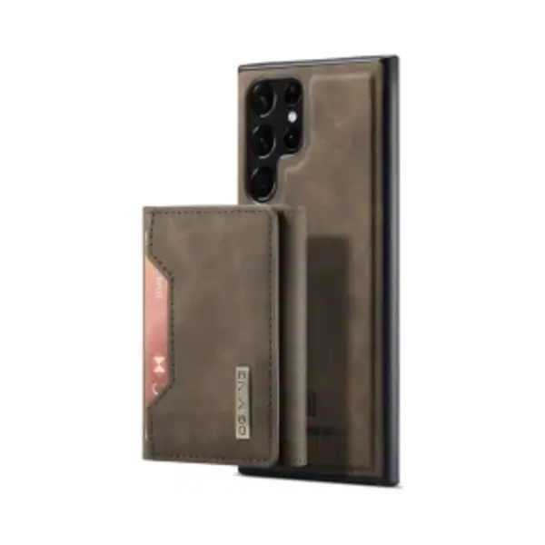 Dg Ming Hoesje Met Magnetische Kaarthouder Bruin Geschikt Voor Samsung Galaxy S23 Ultra thumbnail