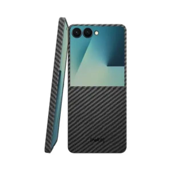 Nekit Fiber Hoesje Geschikt Voor Samsung Galaxy Z Flip 7 - Compatibel Met MagSafe En Qi2 - High-Tech Kevlar - Back Cover Ultra Dun - Grijs/Zwart thumbnail