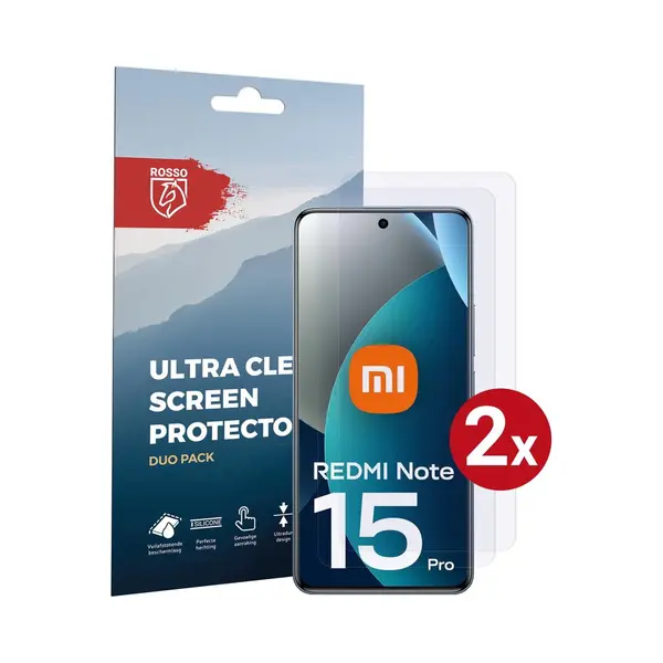 Rosso Screen Protector Geschikt Voor Xiaomi Redmi Note 15 Pro 5G | Ultra Clear Duo Pack | Tpu Folie | Case Friendly Beschermfolie | 2 Stuks thumbnail